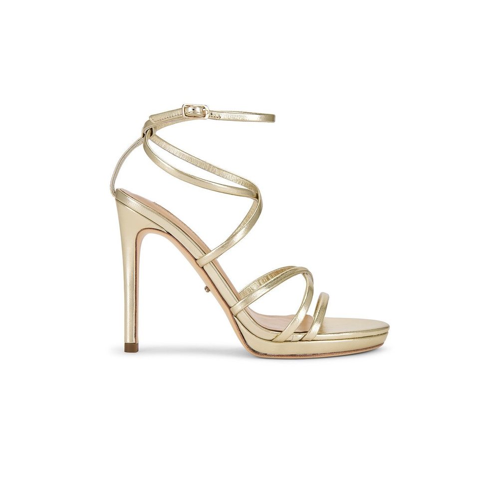 New Tony Bianco Sass Sandal Gold Nappa Metallic strappy ankle wrap high heel - Picture 10 of 10